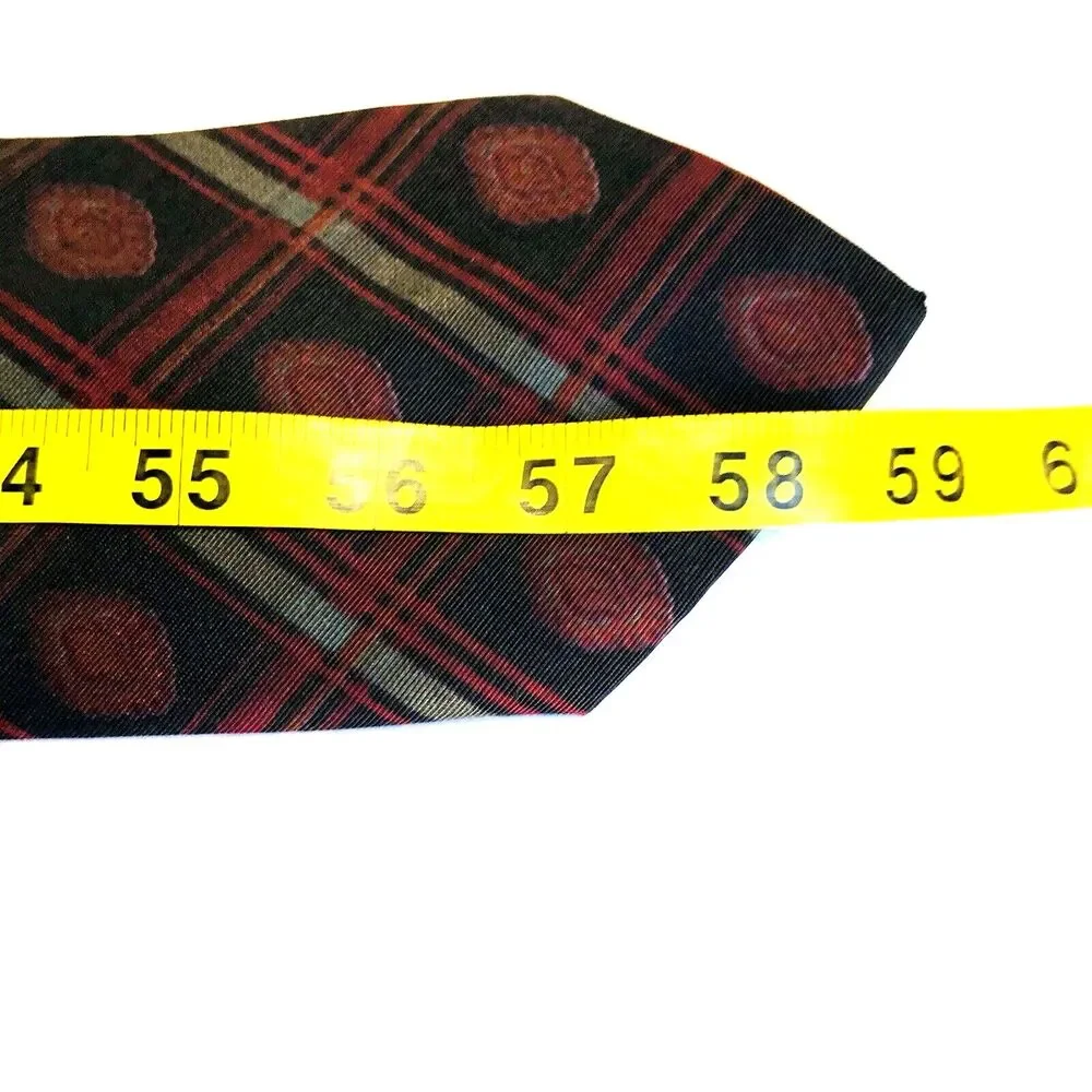 Tango Max Raab Tie Vintage Plaid Cherry Rayon Black Brown Red Vegas Casino Mafia